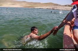 تصویری/ مسابقات شنای آب‌های آزاد در سد ستارخان شهرستان اهر