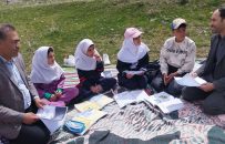 میزبانی دو معلم اهری از دانش‌آموزان فاقد اینترنت در دامن طبیعت